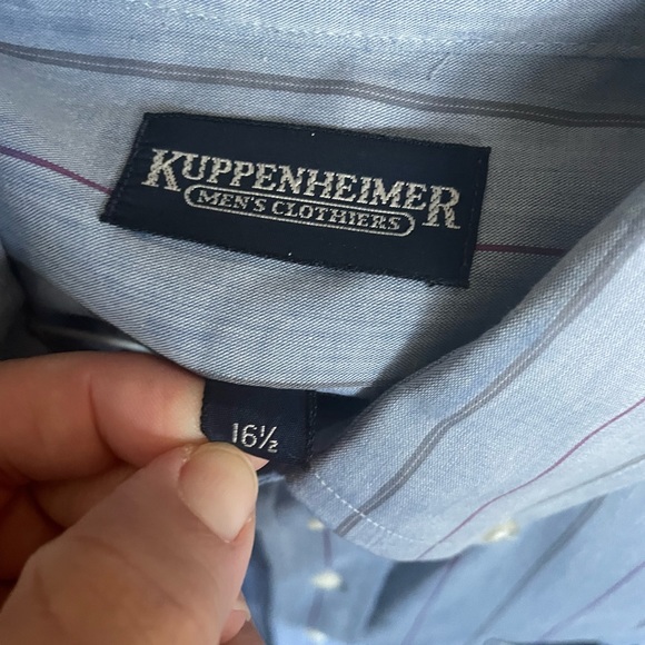 Kuppenheimer Mens Blue Short Sleeve Button Shirt with pocket-16 1/2 - Picture 6 of 7